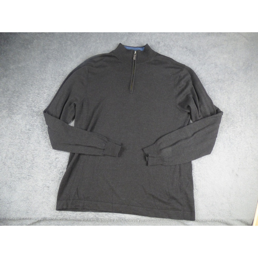 Joseph Abboud Mens 3XLT Extra Fine Merino Wool Quarter Zip Sweater Brown